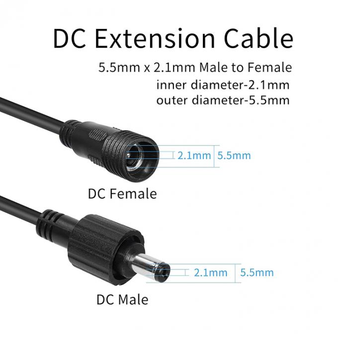 방수 남성에서 여성 DC 잭 5.5x2.1mm 5.5x2.5mm 3.5x1.35mm 전원 연장 케이블 3