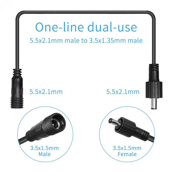 방수 남성에서 여성 DC 잭 5.5x2.1mm 5.5x2.5mm 3.5x1.35mm 전원 연장 케이블 2