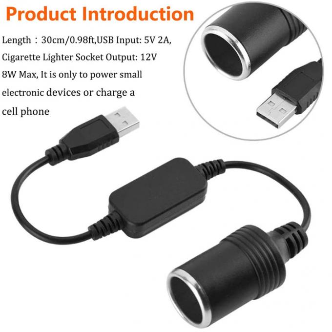 USB A 남성에서 12v 자동차 담배 라이터 소켓 여성 전력 변환 케이블 3