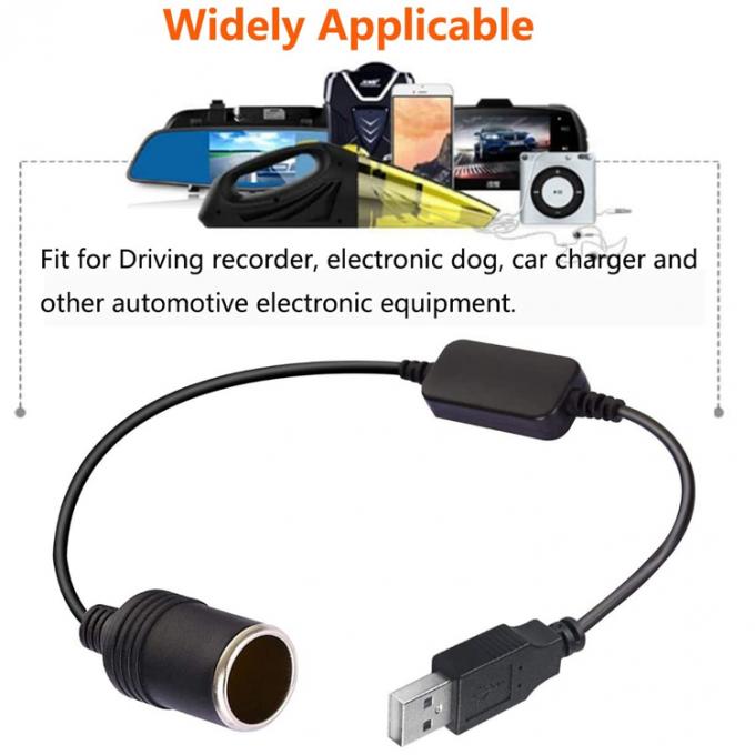 USB A 남성에서 12v 자동차 담배 라이터 소켓 여성 전력 변환 케이블 4
