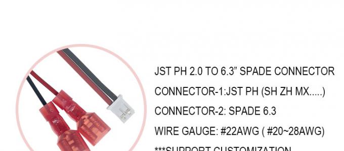 커스텀 JST PH SH ZH XH MX 2 3 4 5 6 7 8 핀 커넥터 6.3mm 스피드 터미널 케이블 0