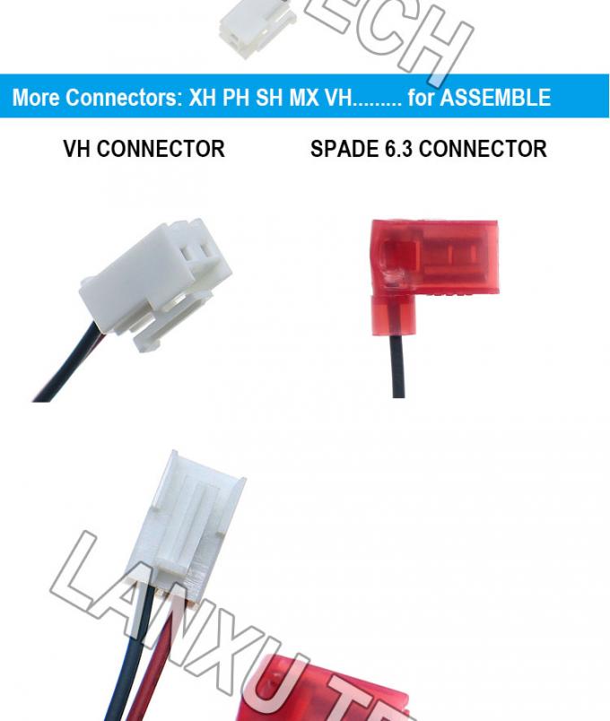 VH 2P 3.96mm 진도 90도 각 6.3 스파드 커넥터 조립 케이블 와이어 허니 1