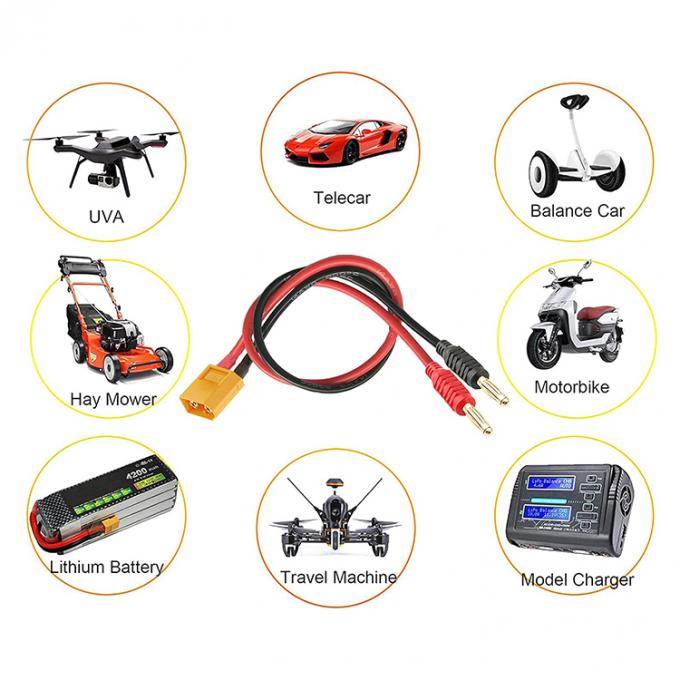 14AWG XT60 남성 플러그 4mm 바나나 커넥터 케이블 RC 리포 배터리 충전 FPV 드론 5