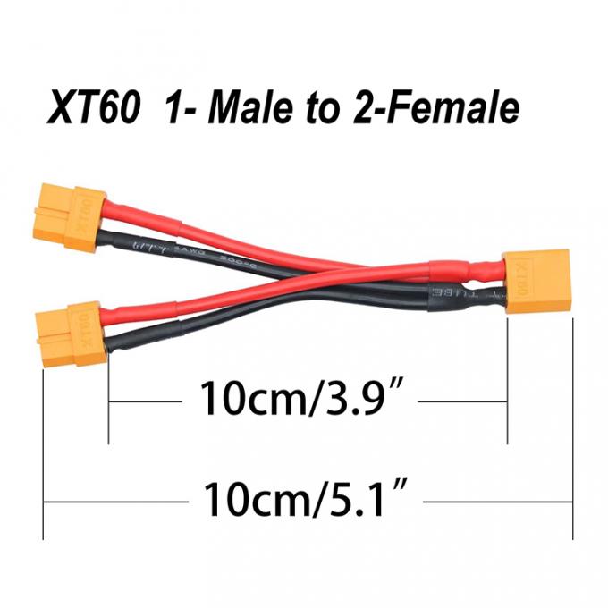 14AWG XT60 RC 리포 배터리용 1 남성에서 2 여성 Y 스플리터 연장 케이블 1