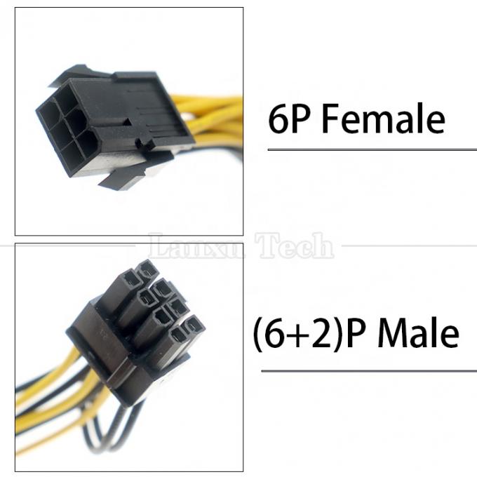 GPU 6 PIN에서 듀얼 8 PIN 18AWG PCI 익스프레스 메인보드 전원 공급 어댑터 PCIe 확장 케이블 2