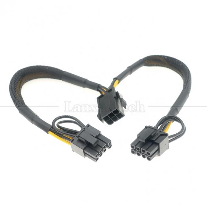 장갑 18AWG 순수 쿠퍼 Y 스플리터 6 핀에서 듀얼 8 핀 6 + 2 PCI 익스프레스 전원 어댑터 GPU에 대한 PCIe 케이블 확장 0