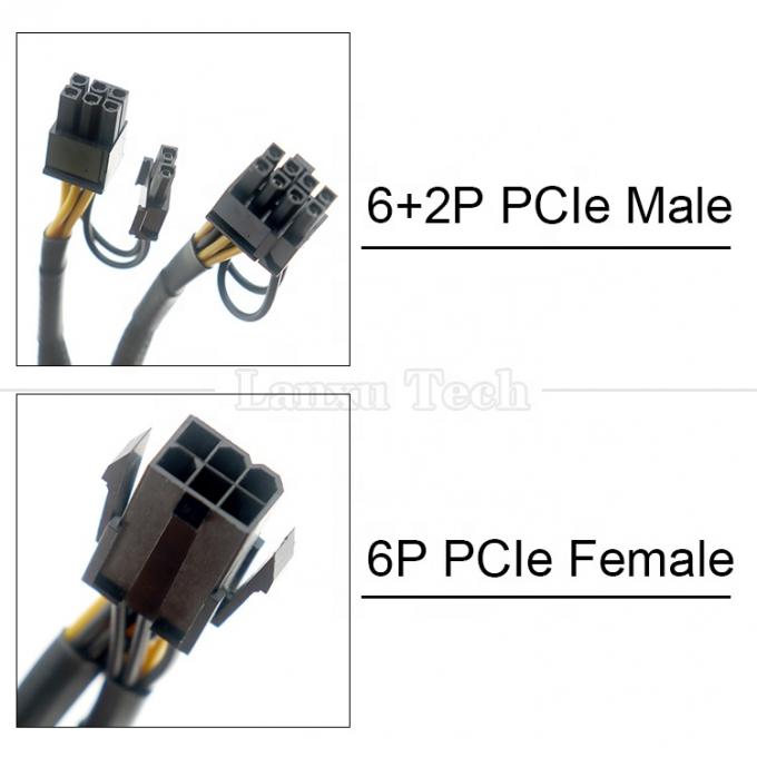 장갑 18AWG 순수 쿠퍼 Y 스플리터 6 핀에서 듀얼 8 핀 6 + 2 PCI 익스프레스 전원 어댑터 GPU에 대한 PCIe 케이블 확장 1