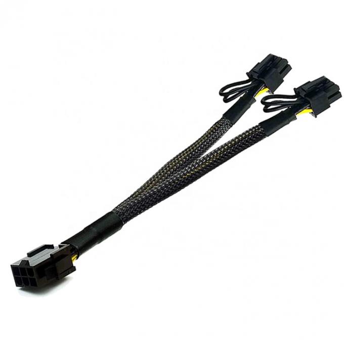 GPU 6 PIN 여성에서 듀얼 8 PIN 남성 18AWG PCI 익스프레스 메인보드 전원 공급 어댑터 PCIe 리저 3.0 확장 케이블 1