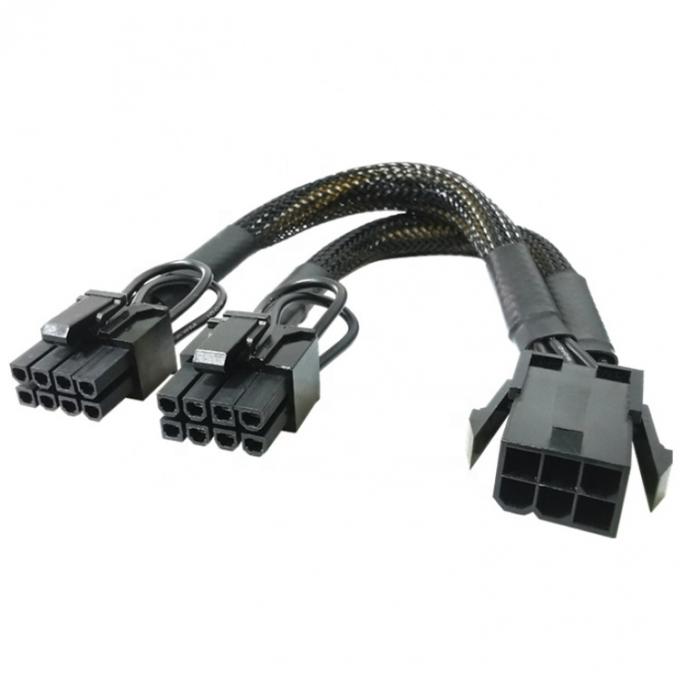 GPU 6 PIN 여성에서 듀얼 8 PIN 남성 18AWG PCI 익스프레스 메인보드 전원 공급 어댑터 PCIe 리저 3.0 확장 케이블 0