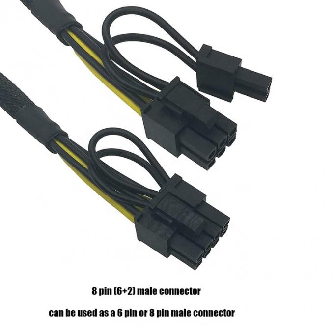 GPU 6 PIN 여성에서 듀얼 8 PIN 남성 18AWG PCI 익스프레스 메인보드 전원 공급 어댑터 PCIe 리저 3.0 확장 케이블 2
