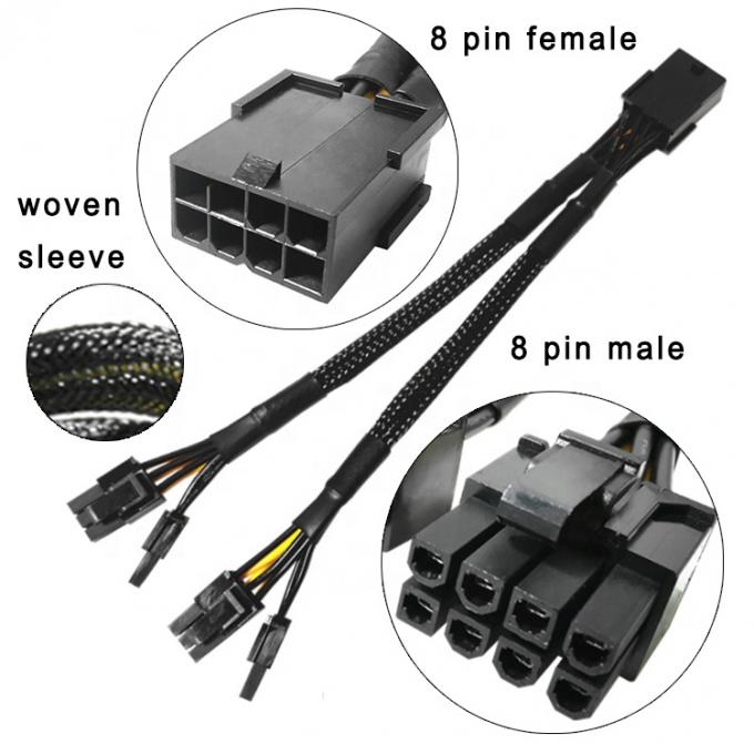 직물 장갑 PCIe 8 핀 여성으로 듀얼 8 핀 남성 PCI 익스프레스 그래픽 비디오 카드 GPU 전원 어댑터 케이블 0