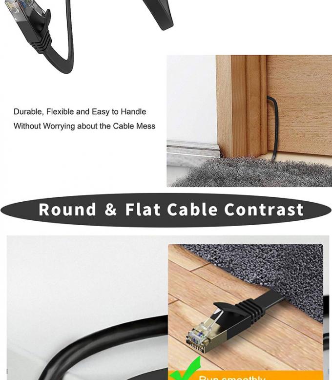 1M 3M 5M 10M UTP FTP 쉴드 Cat5 Cat5e Cat6 Ca6a Cat7 RJ45 평면 이더넷 패치 케이블 3