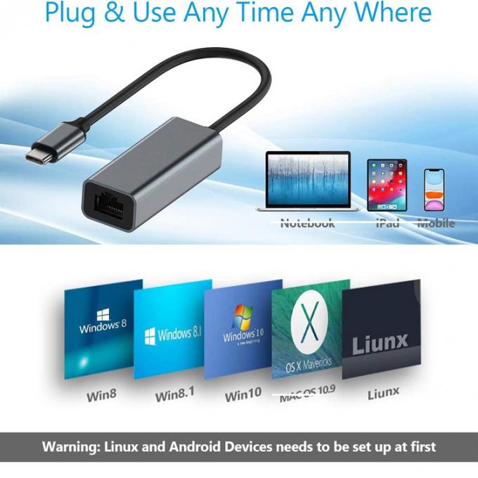 플러그 앤 플레이 USB 3.0 타입 C Gigabit RJ45 이더넷 네트워크 랜 어댑터 5