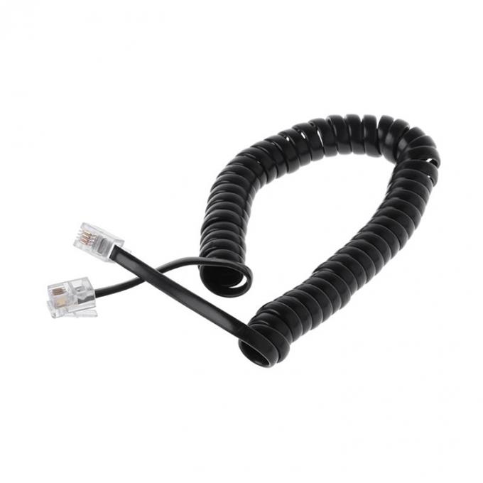 OEM 코일링 스프링 1m 2m 3m RJ9 4P4C RJ11 흑백 나선 평면 Cat3 ADSL 전화 케이블 1