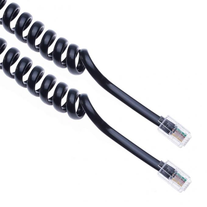OEM 코일링 스프링 1m 2m 3m RJ9 4P4C RJ11 흑백 나선 평면 Cat3 ADSL 전화 케이블 3