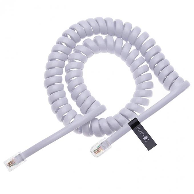 OEM 코일링 스프링 1m 2m 3m RJ9 4P4C RJ11 흑백 나선 평면 Cat3 ADSL 전화 케이블 4