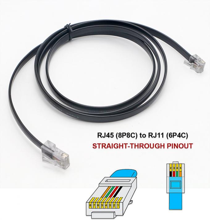 커스텀 블랙 RJ45 8P8C에서 DSL RJ11 6P4C 전화 모?? Wan 케이블 3