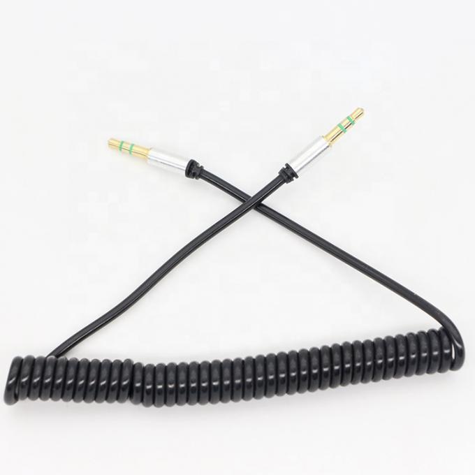 커스텀 1M 2M 3M 코일 스파이럴 스프링 남성에서 남성 3.5mm 잭 스테레오 Aux 오디오 케이블 4