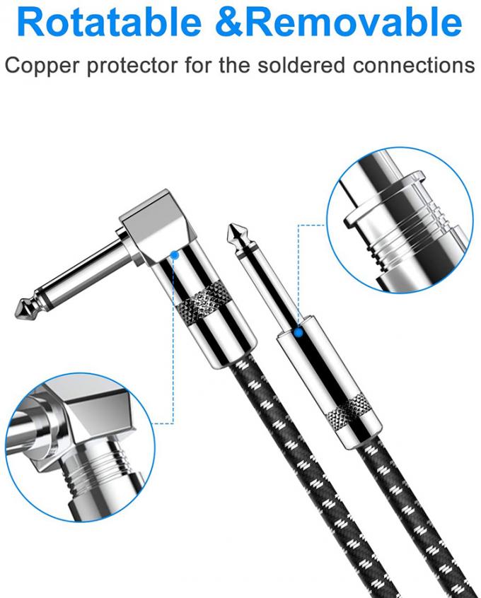 OEM 3M 1/4 인치 6.3mm TS 잭 오른쪽 각 음악 악기 바스 증폭기 페달 기타 패치 케이블 3