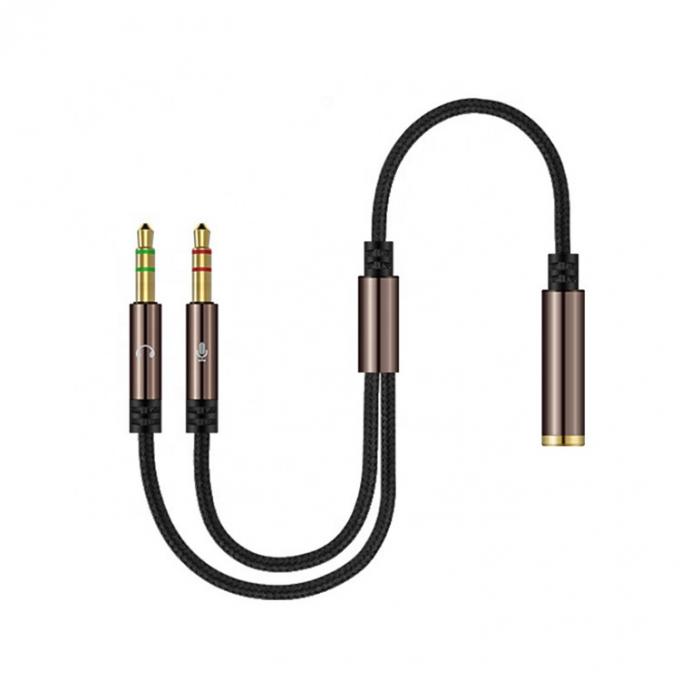 고품질의 나일론 넥타이 스플리터 1여자 2남자 헤드셋 3.5mm 잭 오디오 마이크 케이블 3