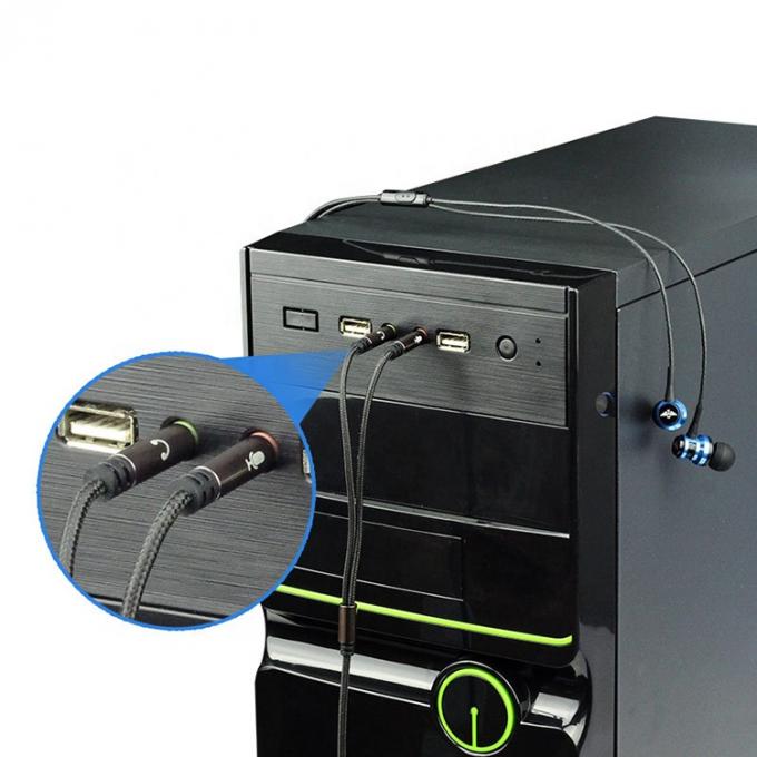 고품질의 나일론 넥타이 스플리터 1여자 2남자 헤드셋 3.5mm 잭 오디오 마이크 케이블 5