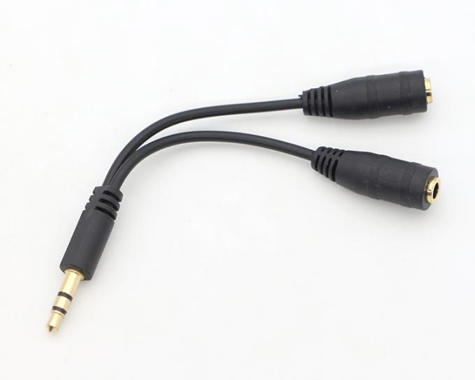 1 남자 2 여자 분할 3.5mm 스테레오 잭 헤드폰 오디오 Y 분할 케이블 4