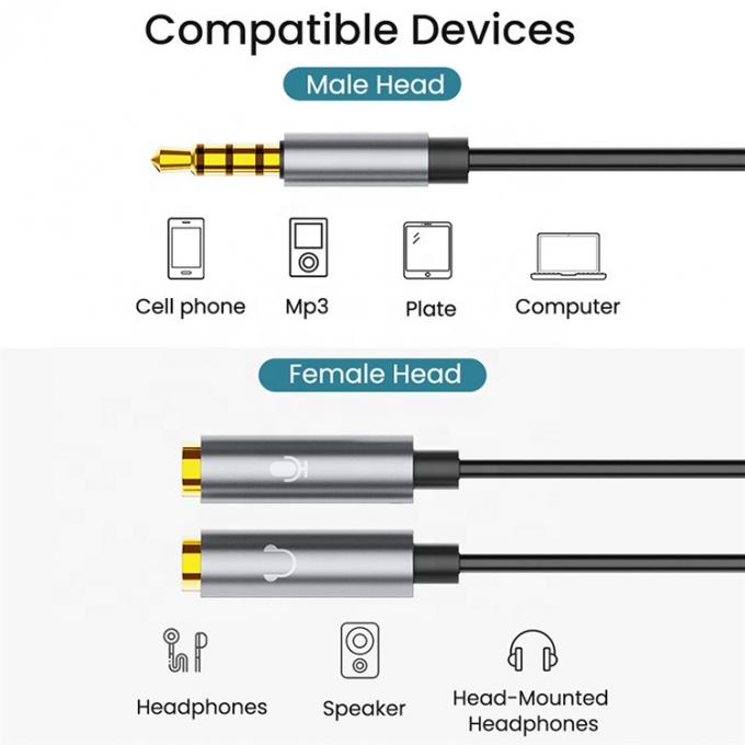 1 남자 2 여자 헤드셋 Y 스플리터 3.5mm 잭 오디오 스플리터 케이블 3