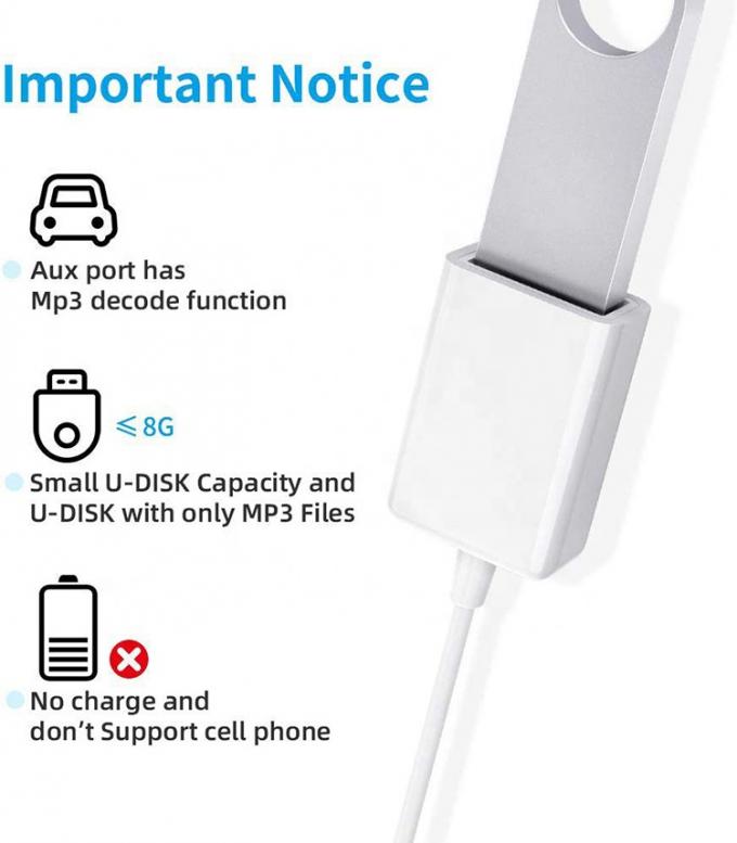 USB 2.0 여성에서 3.5mm 잭 3 폴스 AUX 변환 어댑터 자동차 오디오 스피커 2