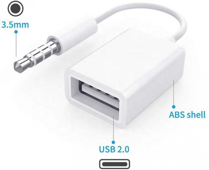 USB 2.0 여성에서 3.5mm 잭 3 폴스 AUX 변환 어댑터 자동차 오디오 스피커 4