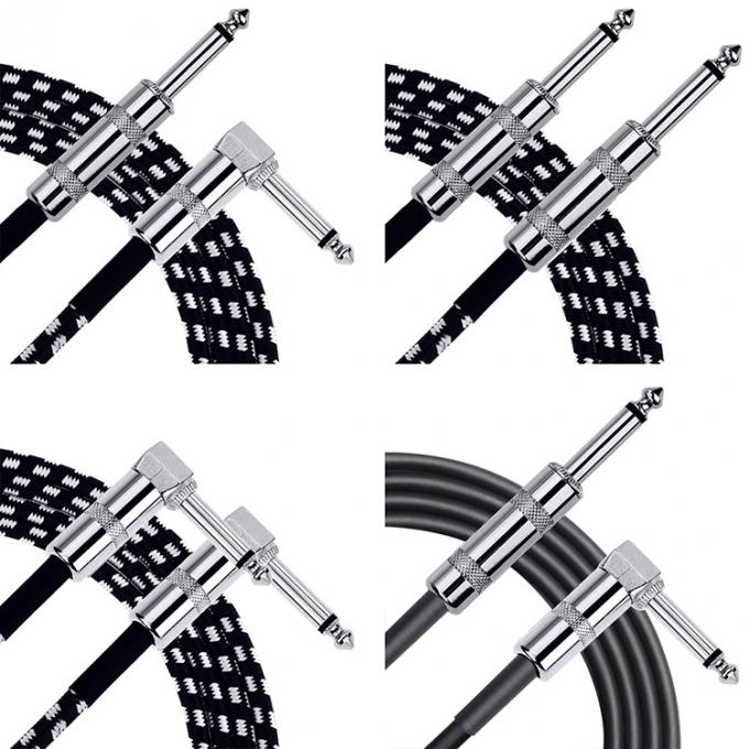OEM 1M 1/4 인치 6.35mm TS 오른쪽 각기 악기 액세서리 바스 증폭기 페달 기타 잭 패치 케이블 5