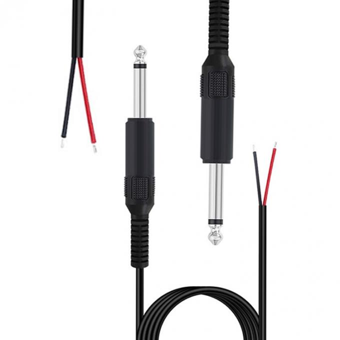 6.35mm 1/4 인치 TS 2 Ploes 잭 모노 남성 오디오 플러그 맨 와이어 마이크에 대한 오픈 엔드 케이블 4
