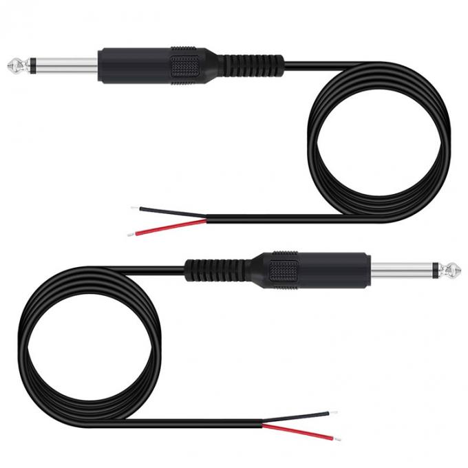 6.35mm 1/4 인치 TS 2 Ploes 잭 모노 남성 오디오 플러그 맨 와이어 마이크에 대한 오픈 엔드 케이블 5