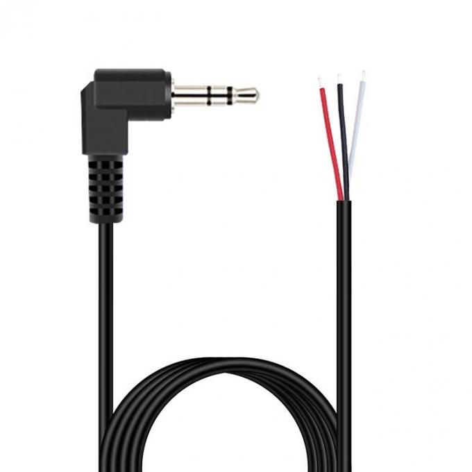 90도 오른쪽 각 3극 TRS 3.5mm 스테레오 오디오 잭으로 벗겨진 피그테일 틴 된 벗은 와이어 끝 케이블 2