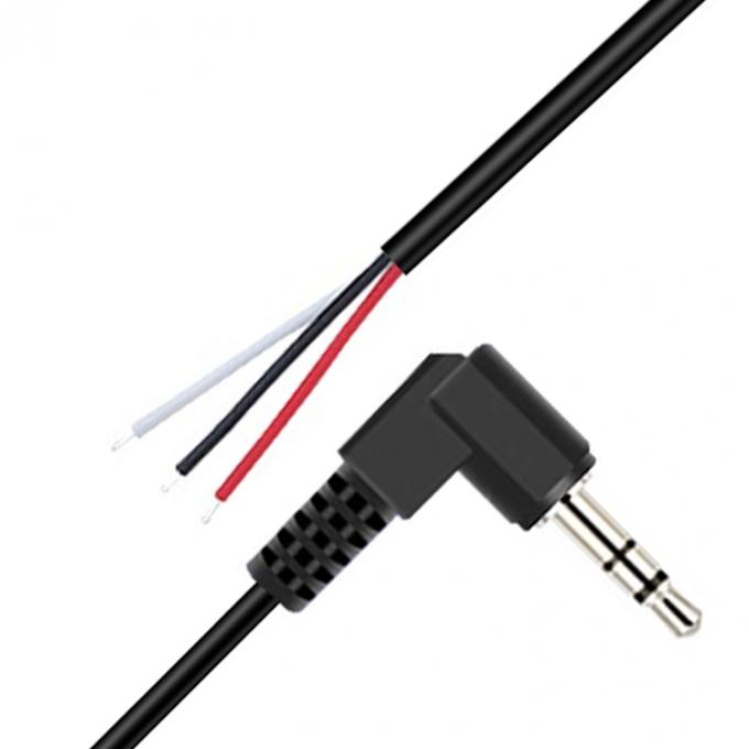 90도 오른쪽 각 3극 TRS 3.5mm 스테레오 오디오 잭으로 벗겨진 피그테일 틴 된 벗은 와이어 끝 케이블 4