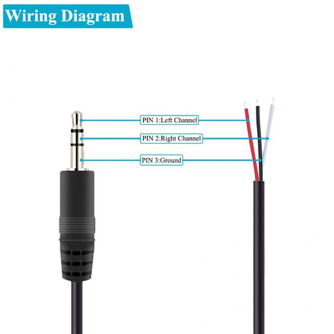 사용자 지정 3 폴 3.5mm 스테레오 오디오 잭에 스트리프 된 피그테일 틴 된 맨 와이어 끝 케이블 1
