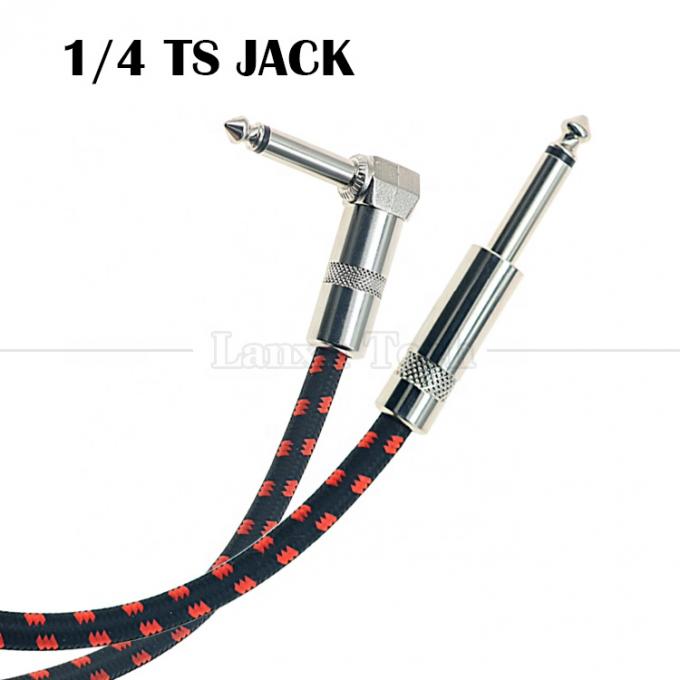 OEM 3ft 10ft 5m 1/4 6.35mm 모노 TS 잭 납 엮은 전기 악기 액세서리 앰프 효과 증폭기 기타 패치 케이블 3