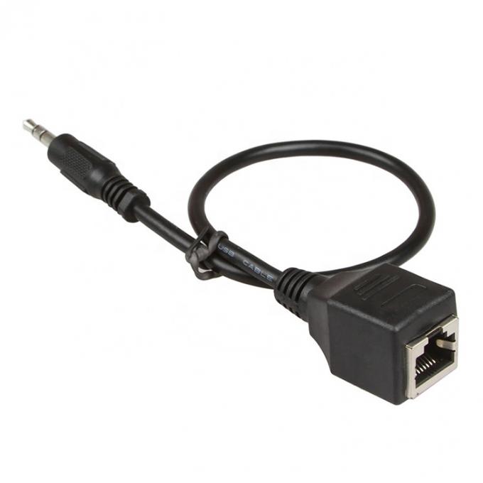 3.5mm 스테레오 오디오 잭에서 RJ45 여성 소켓 Cat5 Cat6 Cat7 이더넷 확장 케이블 2