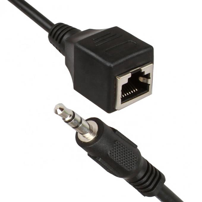 3.5mm 스테레오 오디오 잭에서 RJ45 여성 소켓 Cat5 Cat6 Cat7 이더넷 확장 케이블 0