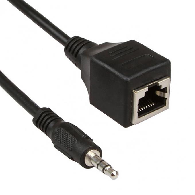 3.5mm 스테레오 오디오 잭에서 RJ45 여성 소켓 Cat5 Cat6 Cat7 이더넷 확장 케이블 3