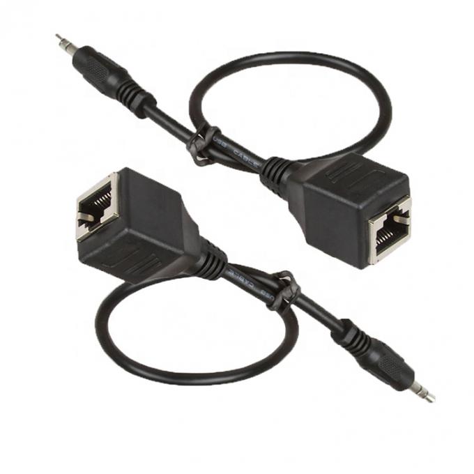 3.5mm 스테레오 오디오 잭에서 RJ45 여성 소켓 Cat5 Cat6 Cat7 이더넷 확장 케이블 4