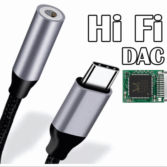 하이피 DAC USB 타입 C에서 3.5mm 헤드폰 잭 오디오 어댑터 삼성 화웨이 원플러스 메이즈 구글 원플러스 0