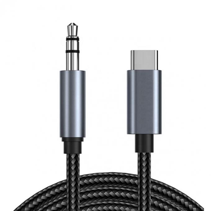 DAC USB 타입 C에서 3.5mm 오디오 잭 남성 케이블 AUX 헤드폰 덩글 어댑터 0