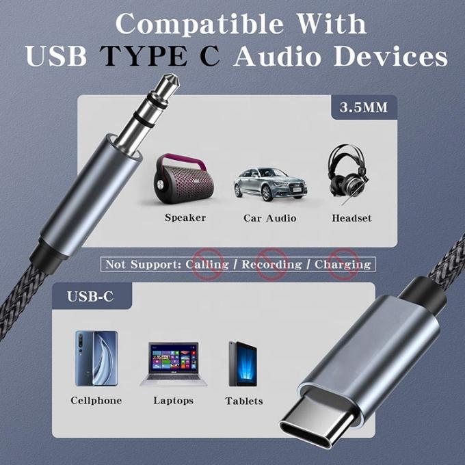 DAC USB 타입 C에서 3.5mm 오디오 잭 남성 케이블 AUX 헤드폰 덩글 어댑터 2