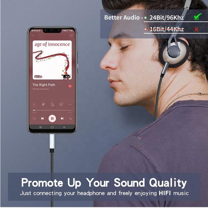 DAC USB 타입 C에서 3.5mm 오디오 잭 남성 케이블 AUX 헤드폰 덩글 어댑터 3
