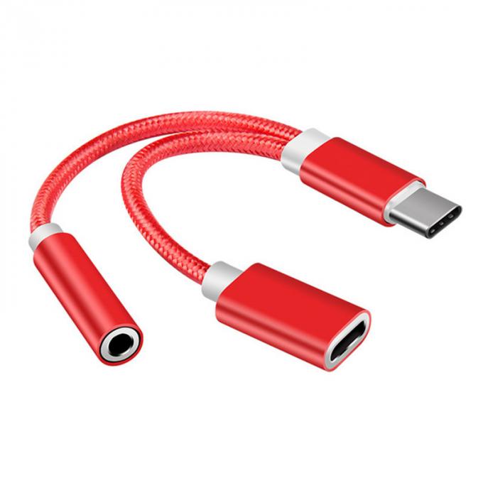 2 in 1 C형에서 3.5mm 충전 헤드폰 오디오 잭 USB C 케이블 휴대용 C형에서 3.5mm 연결 장치 1