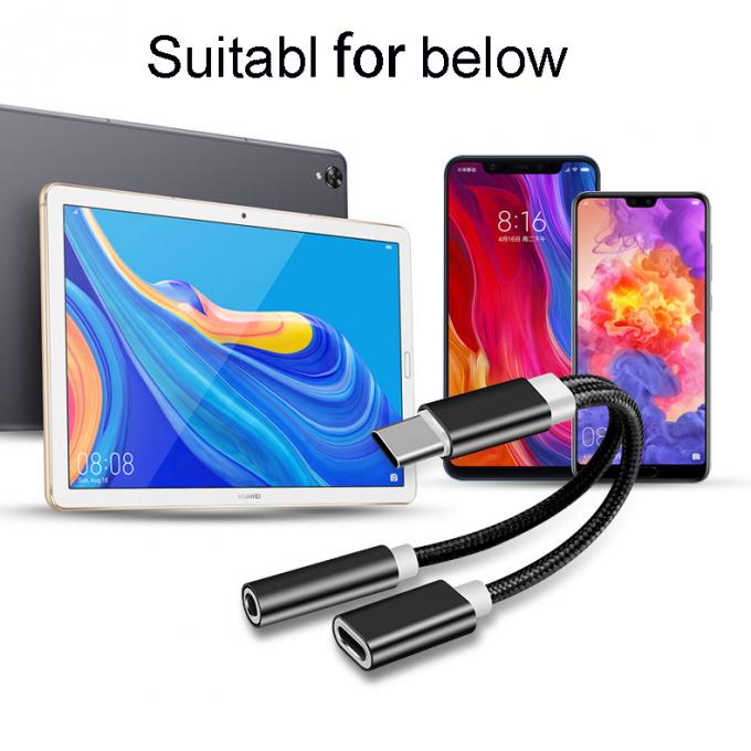 2 in 1 C형에서 3.5mm 충전 헤드폰 오디오 잭 USB C 케이블 휴대용 C형에서 3.5mm 연결 장치 6