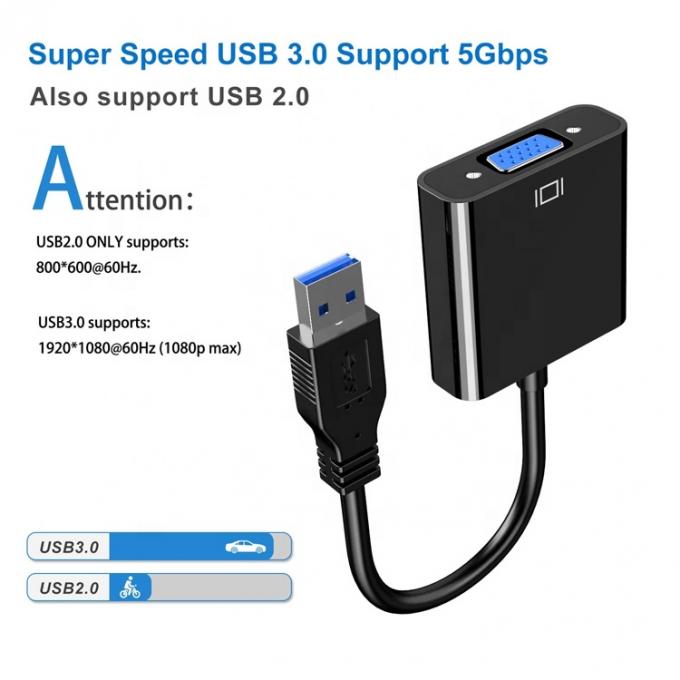 멀티 디스플레이 비디오 변환기 PC용 VGA 어댑터 USB 3.0 노트북 모니터 프로젝터 HDTV 1