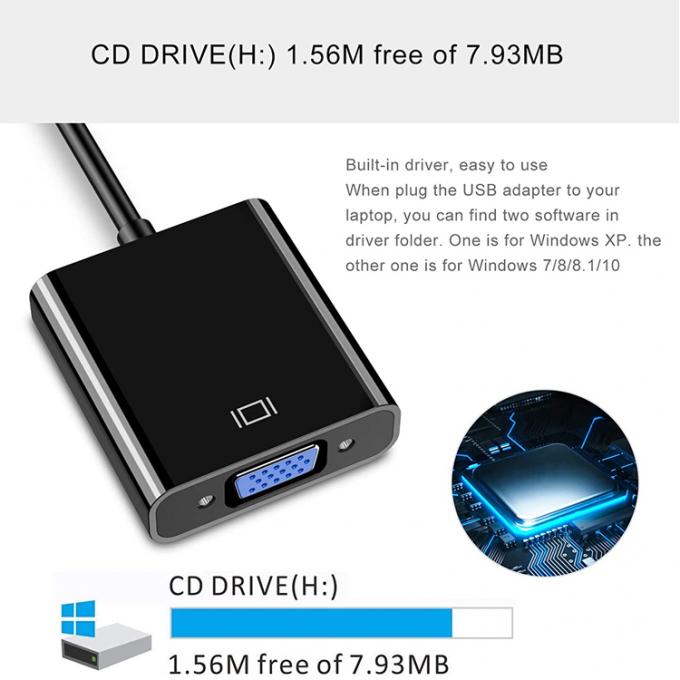 멀티 디스플레이 비디오 변환기 PC용 VGA 어댑터 USB 3.0 노트북 모니터 프로젝터 HDTV 2
