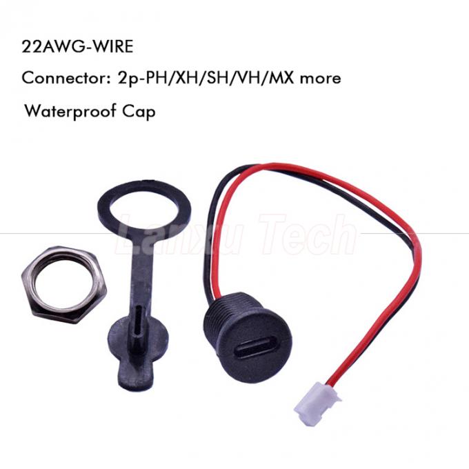 방수 캡 USB 타입 C 여성 소켓 잭 2 핀 PH 2.0 XH 2.54 SH1.0 VH ZH MX 커넥터 케이블 0