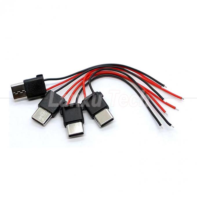 전화 전원 은행용 USB 타입 C 2 핀 남성 플러그 커넥터 케이블 0